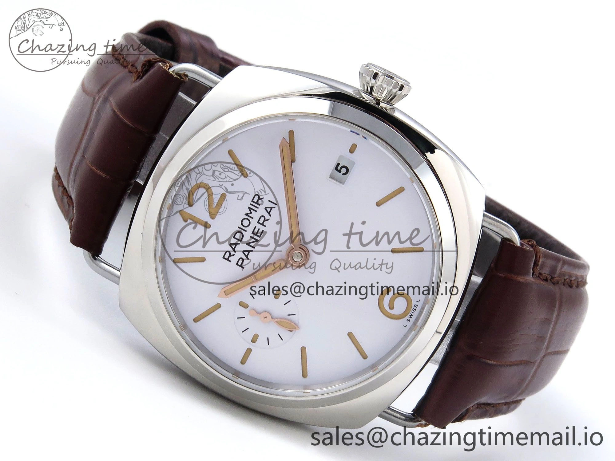 PAM1292 Y Radiomir TTF 1:1 Best Edition White Dial on Brown Leather Strap P900