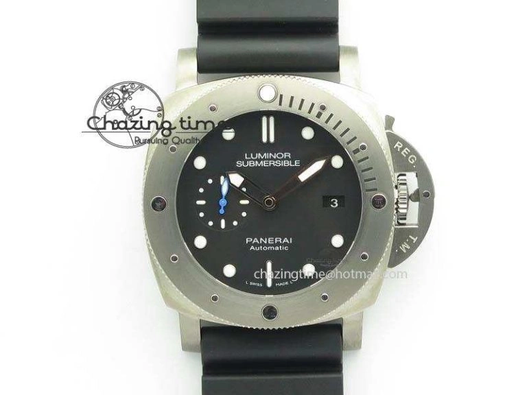PAM1305 T Titanium ZF 1:1 Best Edition Black Dial On Black Rubber Strap P.9010