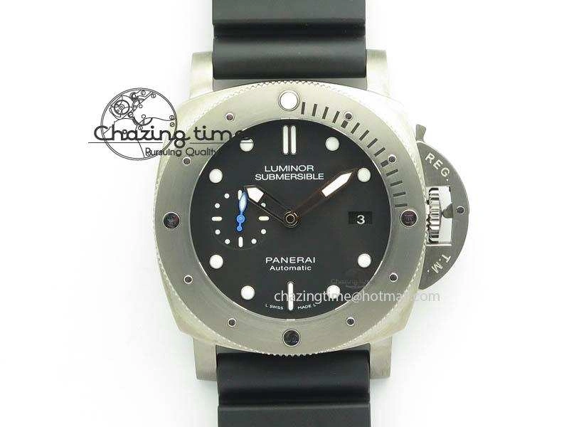 PAM1305 T Titanium ZF 1:1 Best Edition Black Dial On Black Rubber Strap P.9010