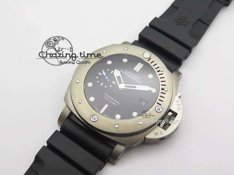 PAM1305 T Titanium ZF 1:1 Best Edition Black Dial On Black Rubber Strap P.9010