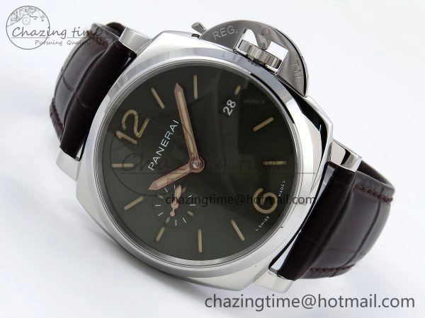 PAM1329 Luminor Due 42mm VSF 1:1 Best Edition Green Dial on Brown Leather Strap P900