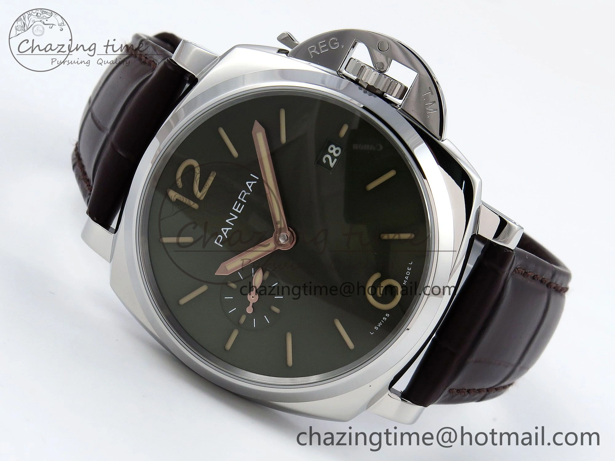 PAM1329 Luminor Due 42mm VSF 1:1 Best Edition Green Dial on Brown Leather Strap P900