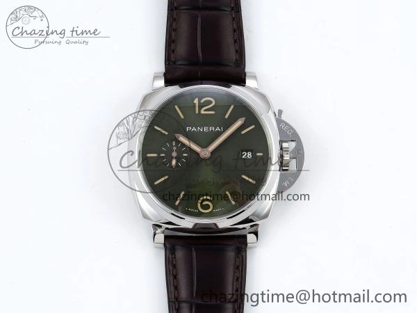 PAM1329 Luminor Due 42mm VSF 1:1 Best Edition Green Dial on Brown Leather Strap P900