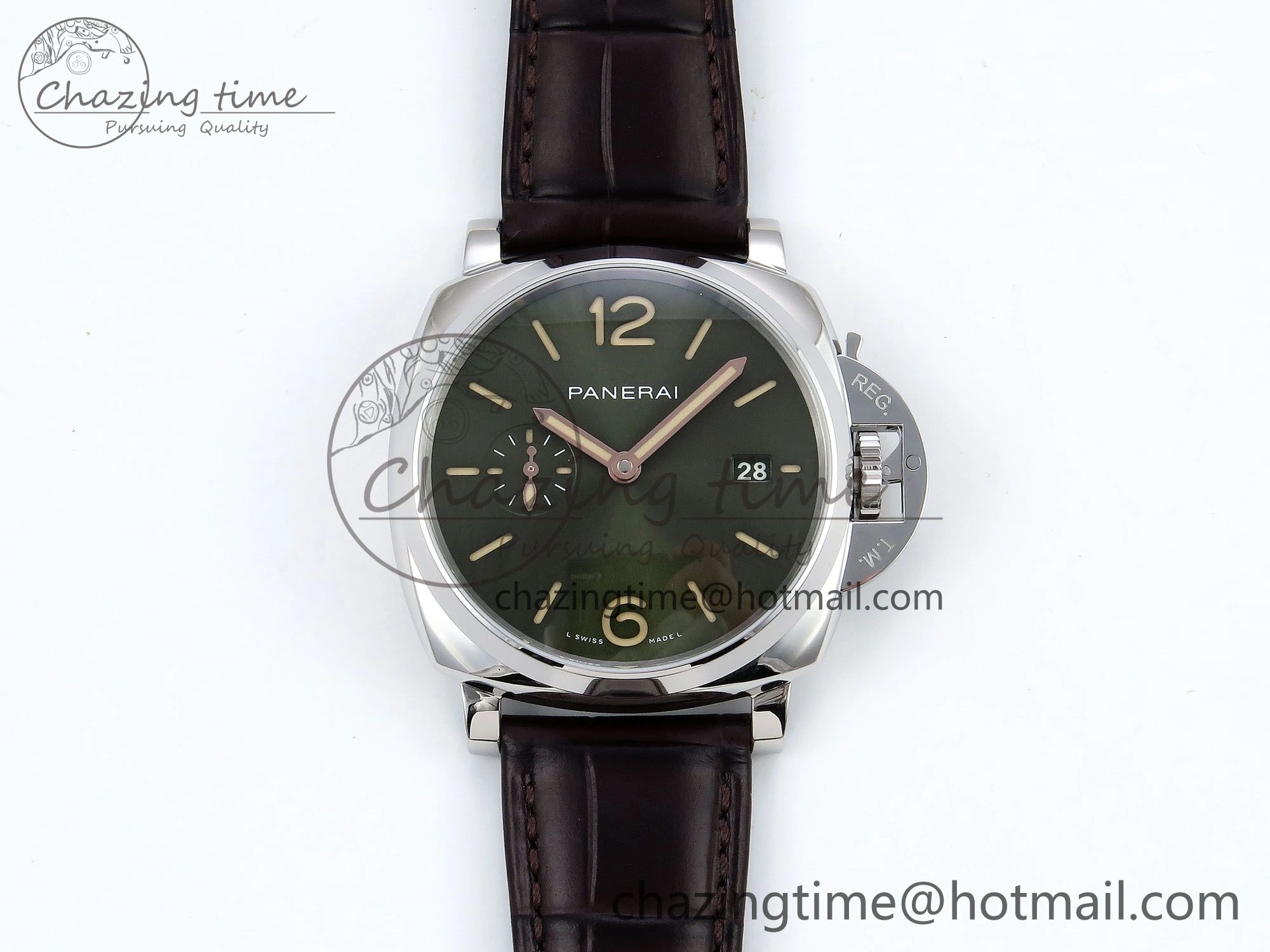 PAM1329 Luminor Due 42mm VSF 1:1 Best Edition Green Dial on Brown Leather Strap P900