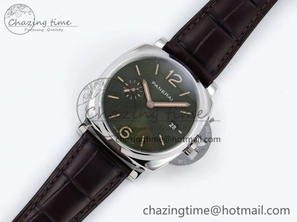 PAM1329 Luminor Due 42mm VSF 1:1 Best Edition Green Dial on Brown Leather Strap P900