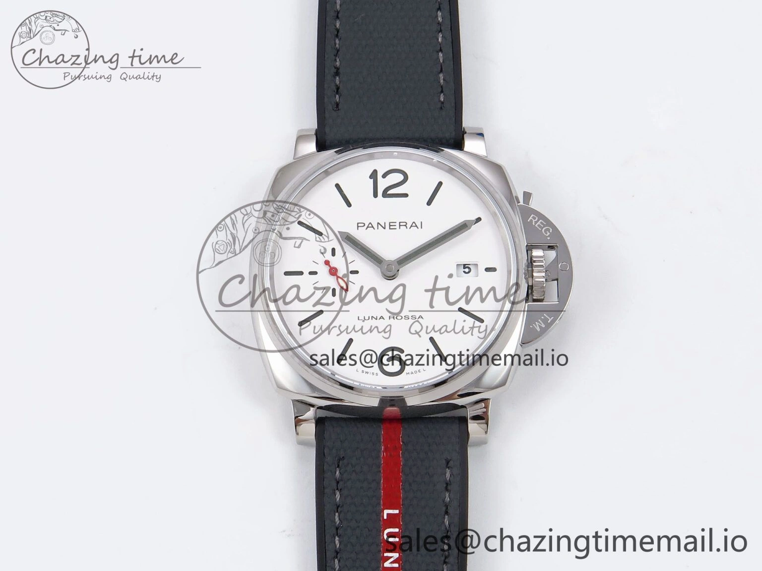 PAM1381 Luna Rossa Submersible VSF 1:1 Best Edition on Gray Fabric Strap P900