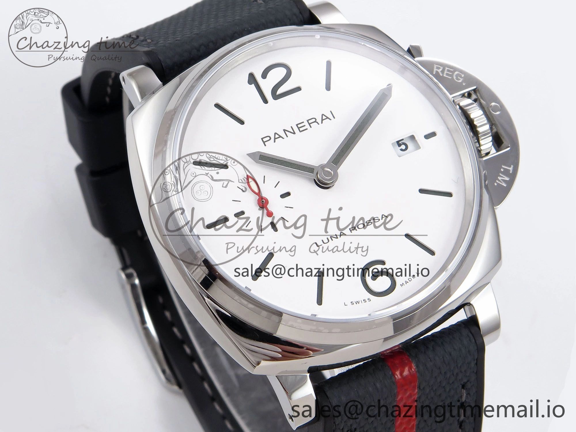 PAM1381 Luna Rossa Submersible VSF 1:1 Best Edition on Gray Fabric Strap P900