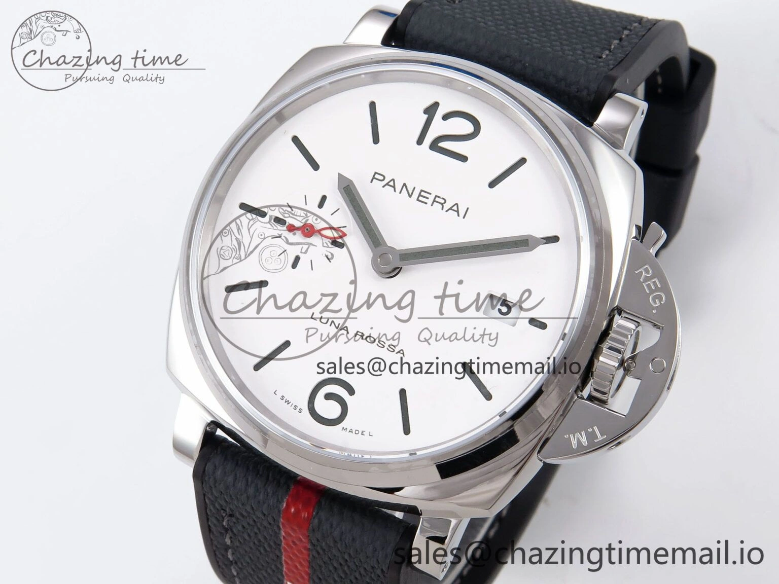 PAM1381 Luna Rossa Submersible VSF 1:1 Best Edition on Gray Fabric Strap P900