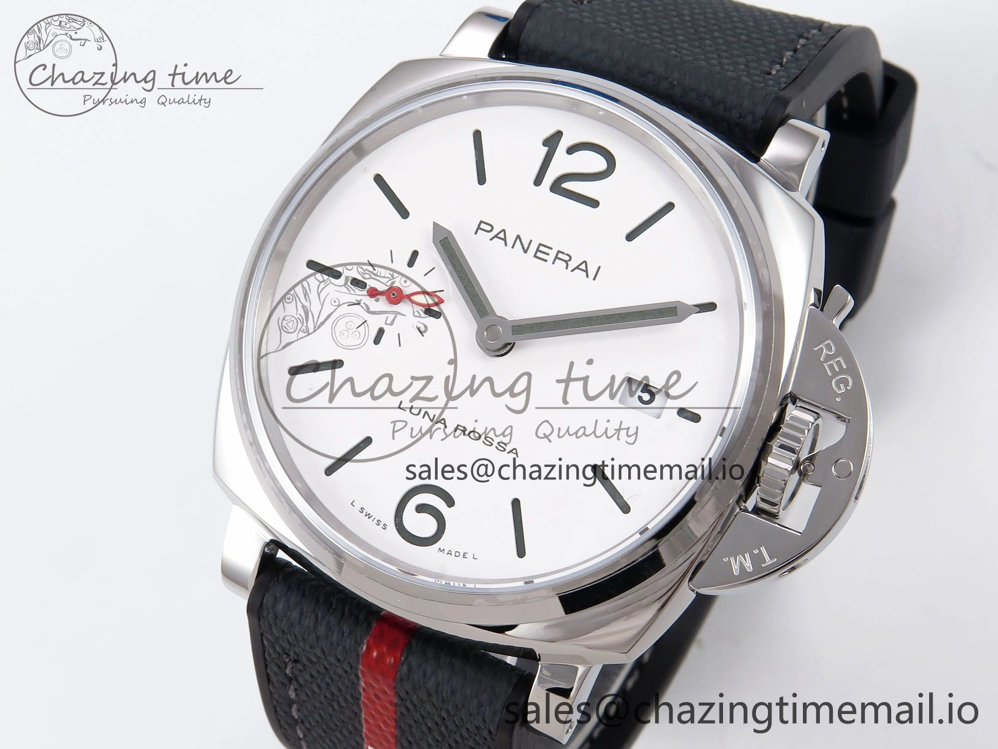 PAM1381 Luna Rossa Submersible VSF 1:1 Best Edition on Gray Fabric Strap P900