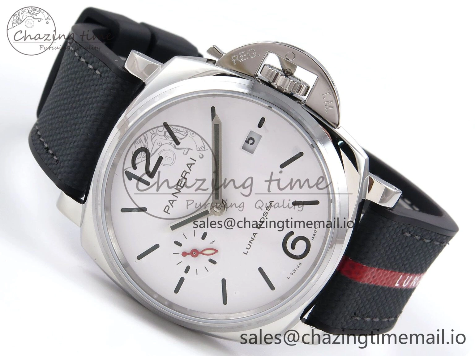 PAM1381 Luna Rossa Submersible VSF 1:1 Best Edition on Gray Fabric Strap P900