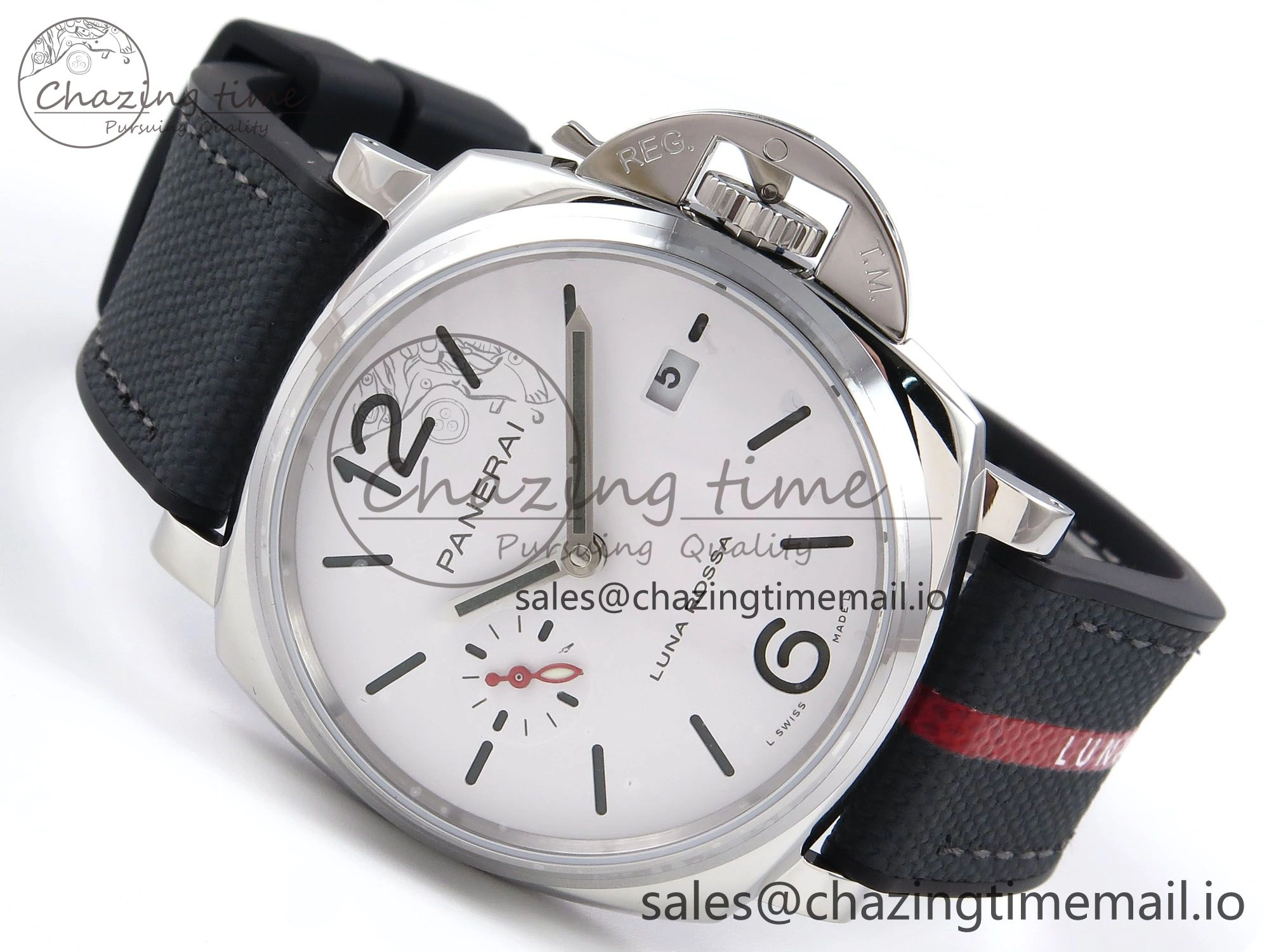 PAM1381 Luna Rossa Submersible VSF 1:1 Best Edition on Gray Fabric Strap P900