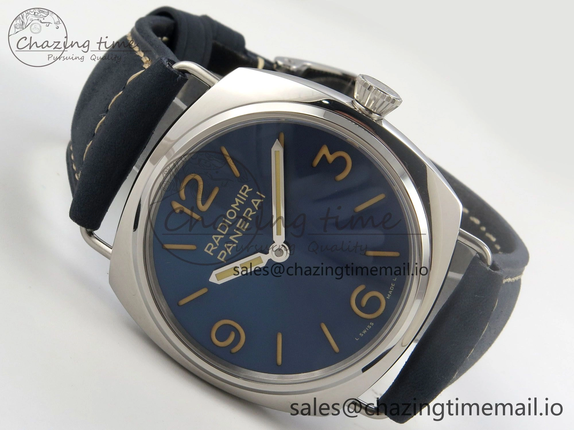 PAM1383 HWF 1:1 Best Edition Blue Dial On Blue ASSO Leather Strap A6497