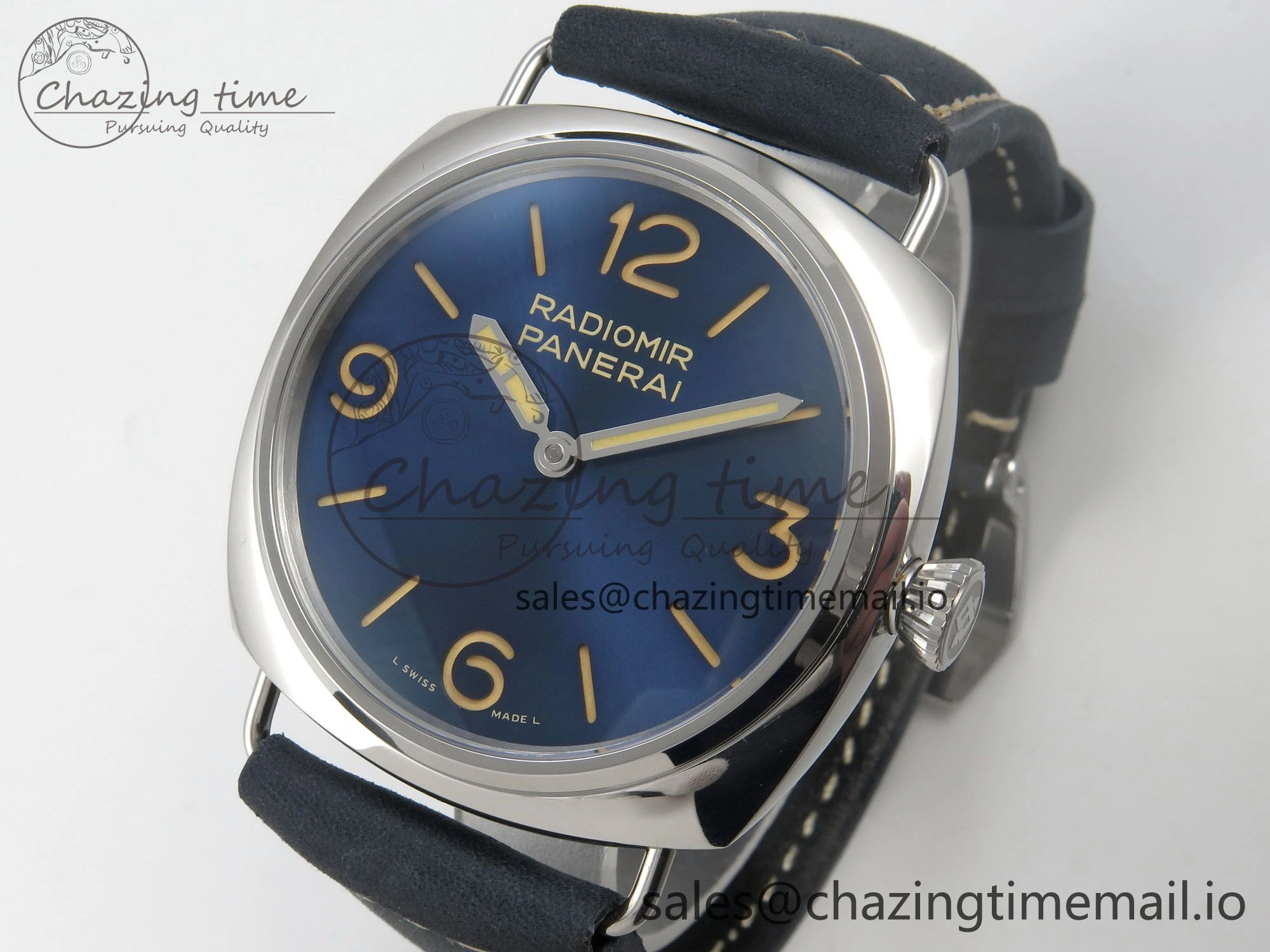 PAM1383 HWF 1:1 Best Edition Blue Dial On Blue ASSO Leather Strap A6497