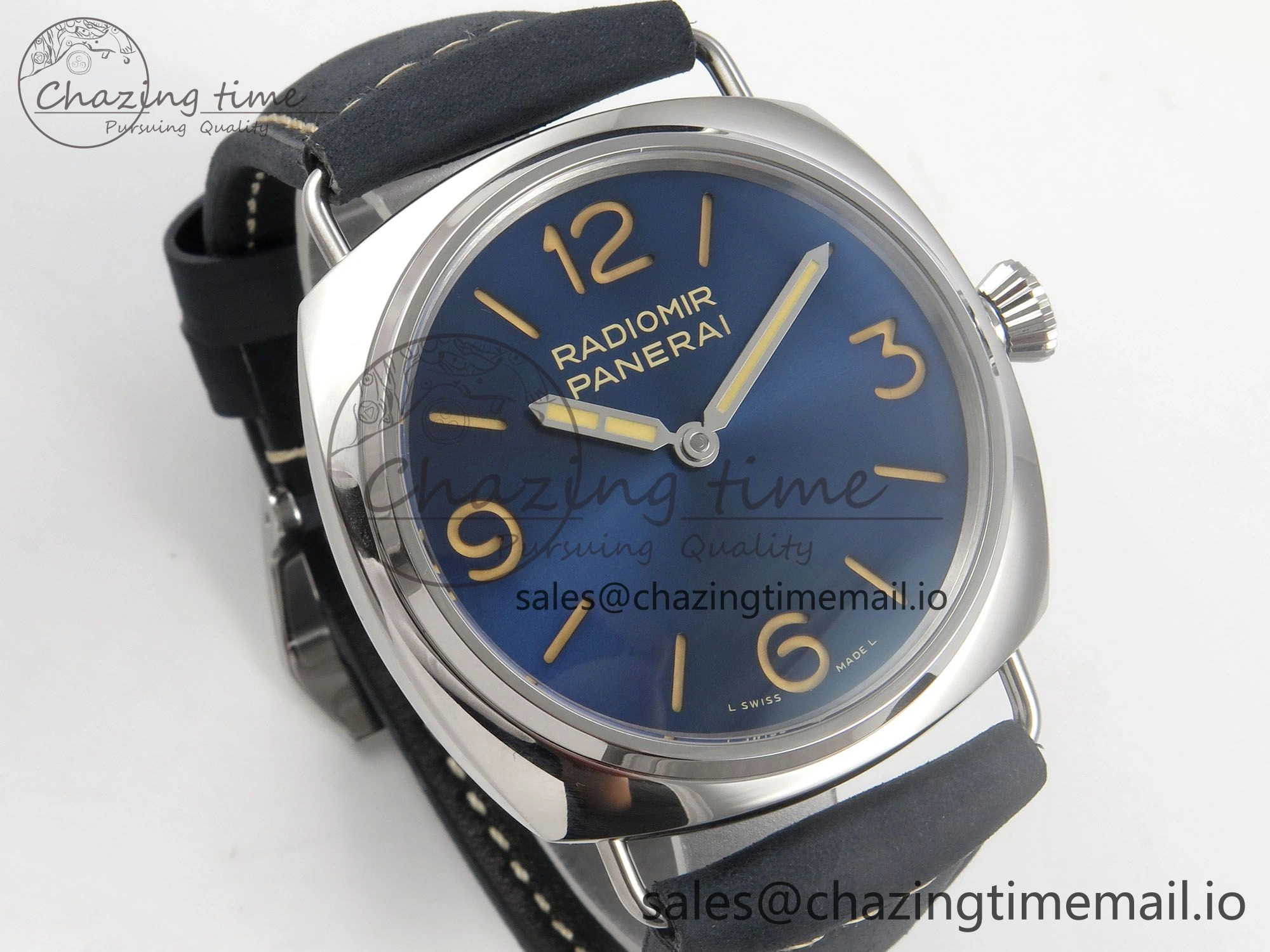 PAM1383 HWF 1:1 Best Edition Blue Dial On Blue ASSO Leather Strap A6497