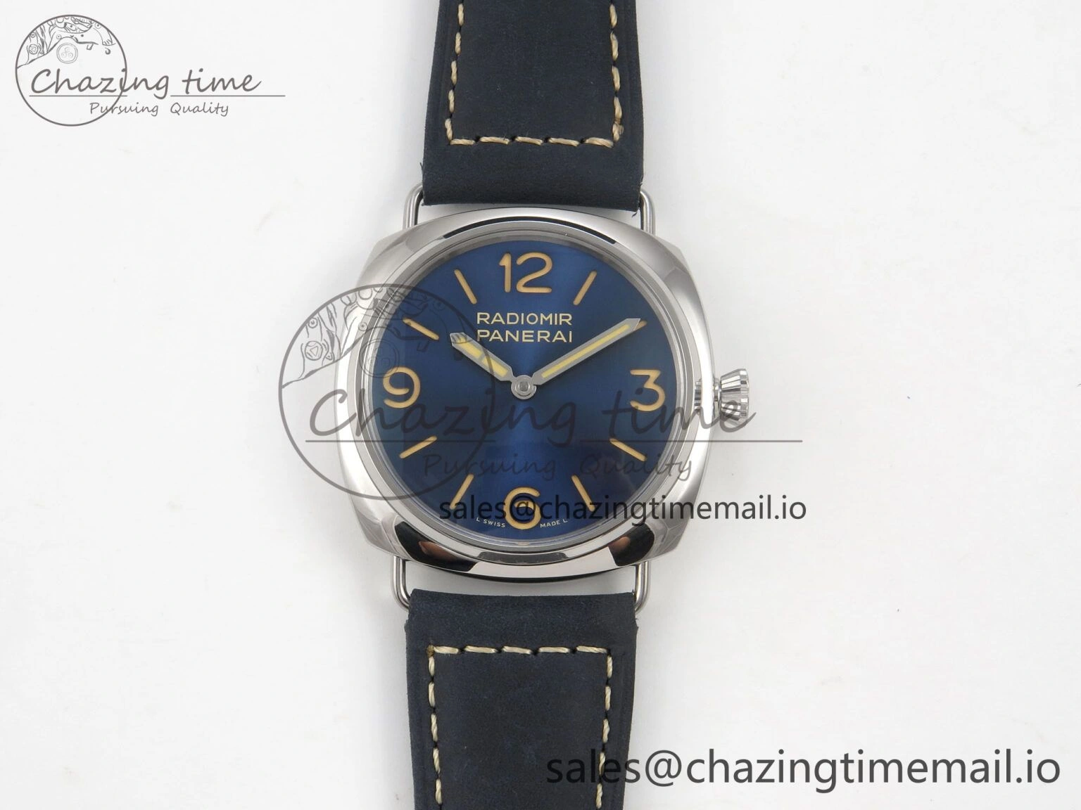 PAM1383 HWF 1:1 Best Edition Blue Dial On Blue ASSO Leather Strap A6497