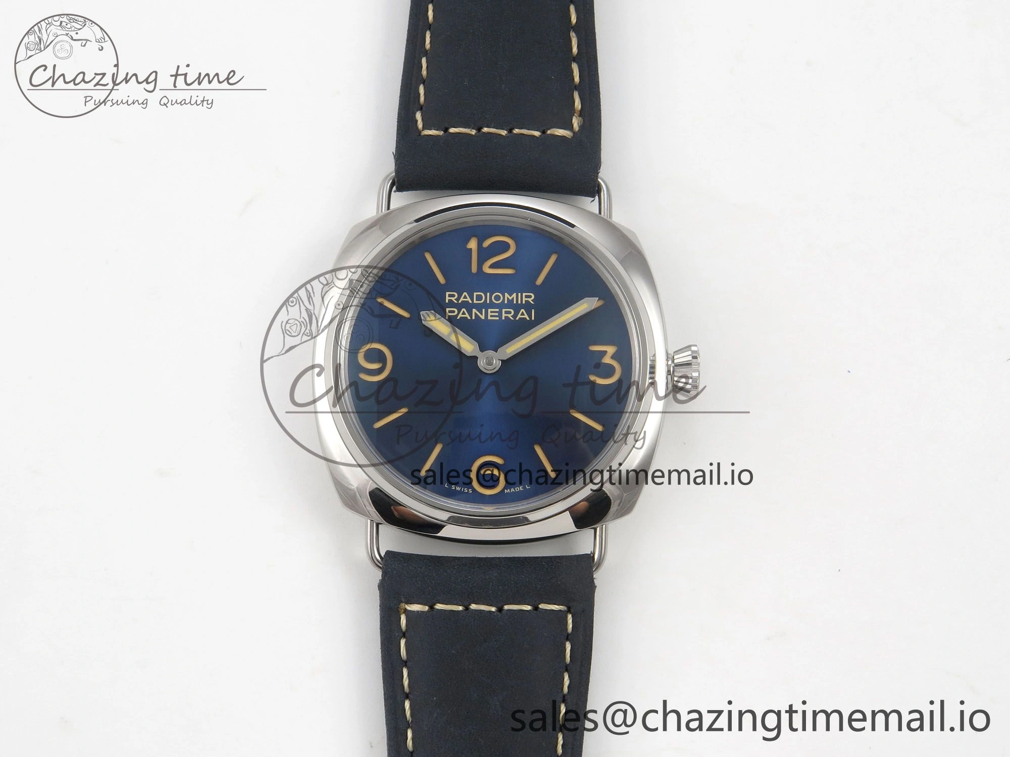 PAM1383 HWF 1:1 Best Edition Blue Dial On Blue ASSO Leather Strap A6497