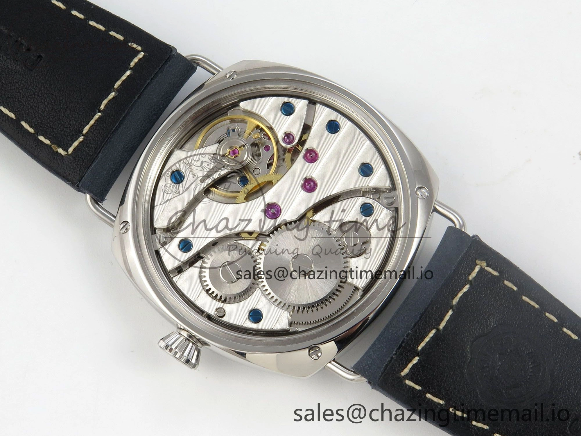 PAM1383 HWF 1:1 Best Edition Blue Dial On Blue ASSO Leather Strap A6497