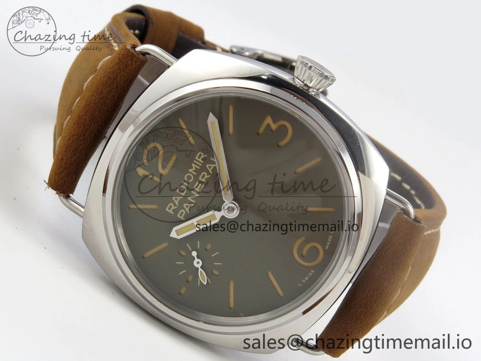PAM1384 HWF 1:1 Best Edition Gray Dial On Brown ASSO Leather Strap A6497