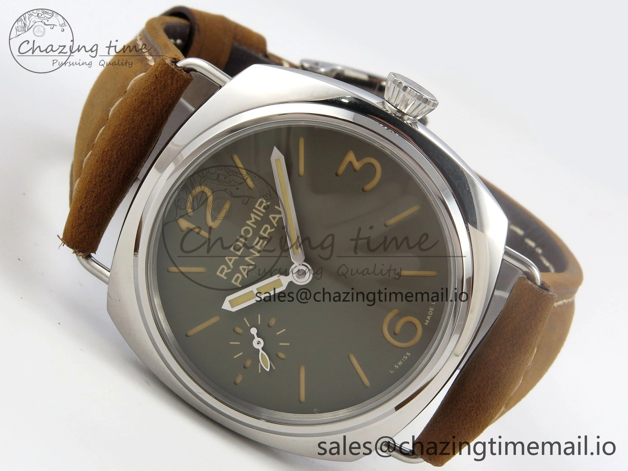 PAM1384 HWF 1:1 Best Edition Gray Dial On Brown ASSO Leather Strap A6497