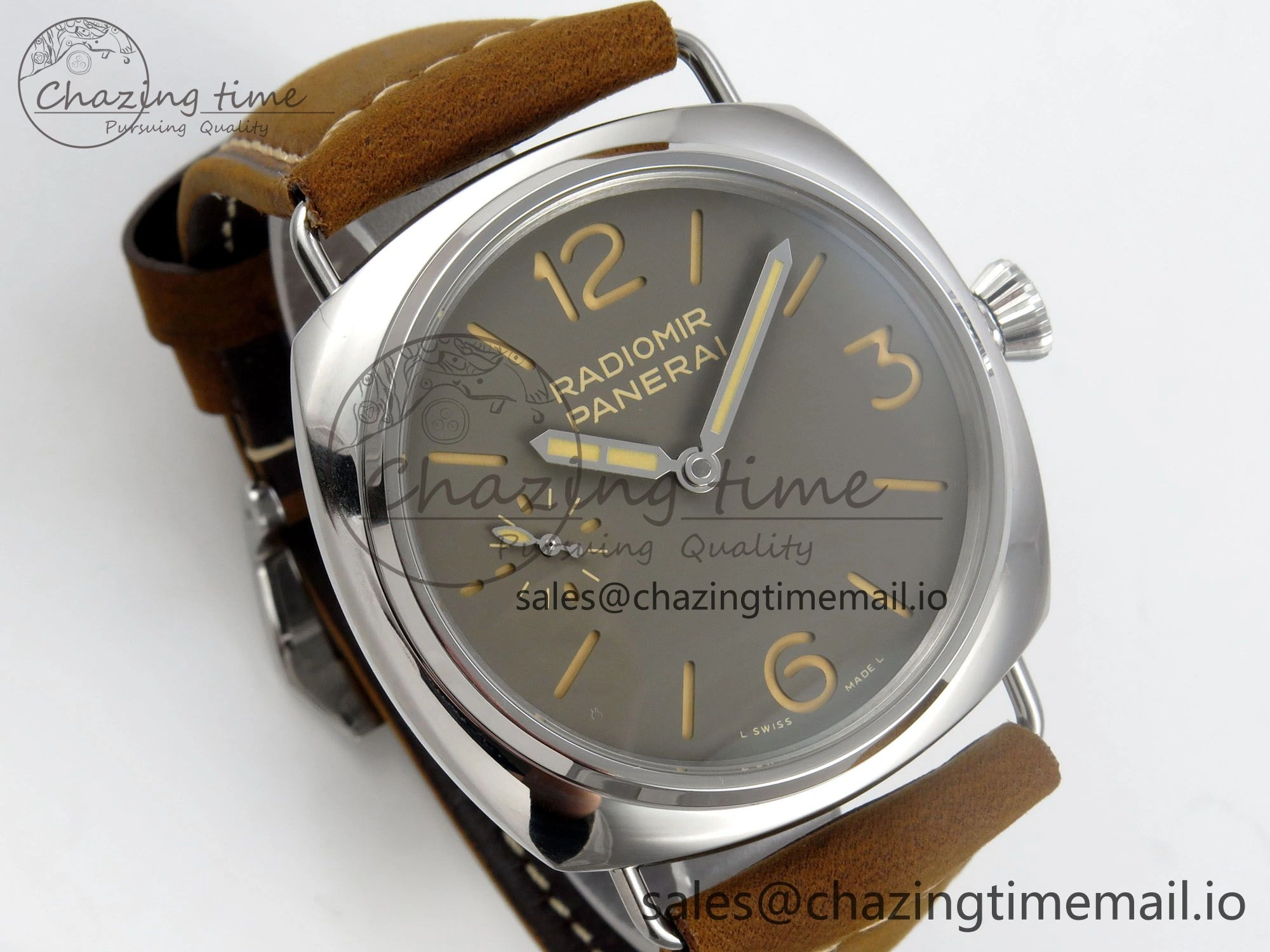 PAM1384 HWF 1:1 Best Edition Gray Dial On Brown ASSO Leather Strap A6497