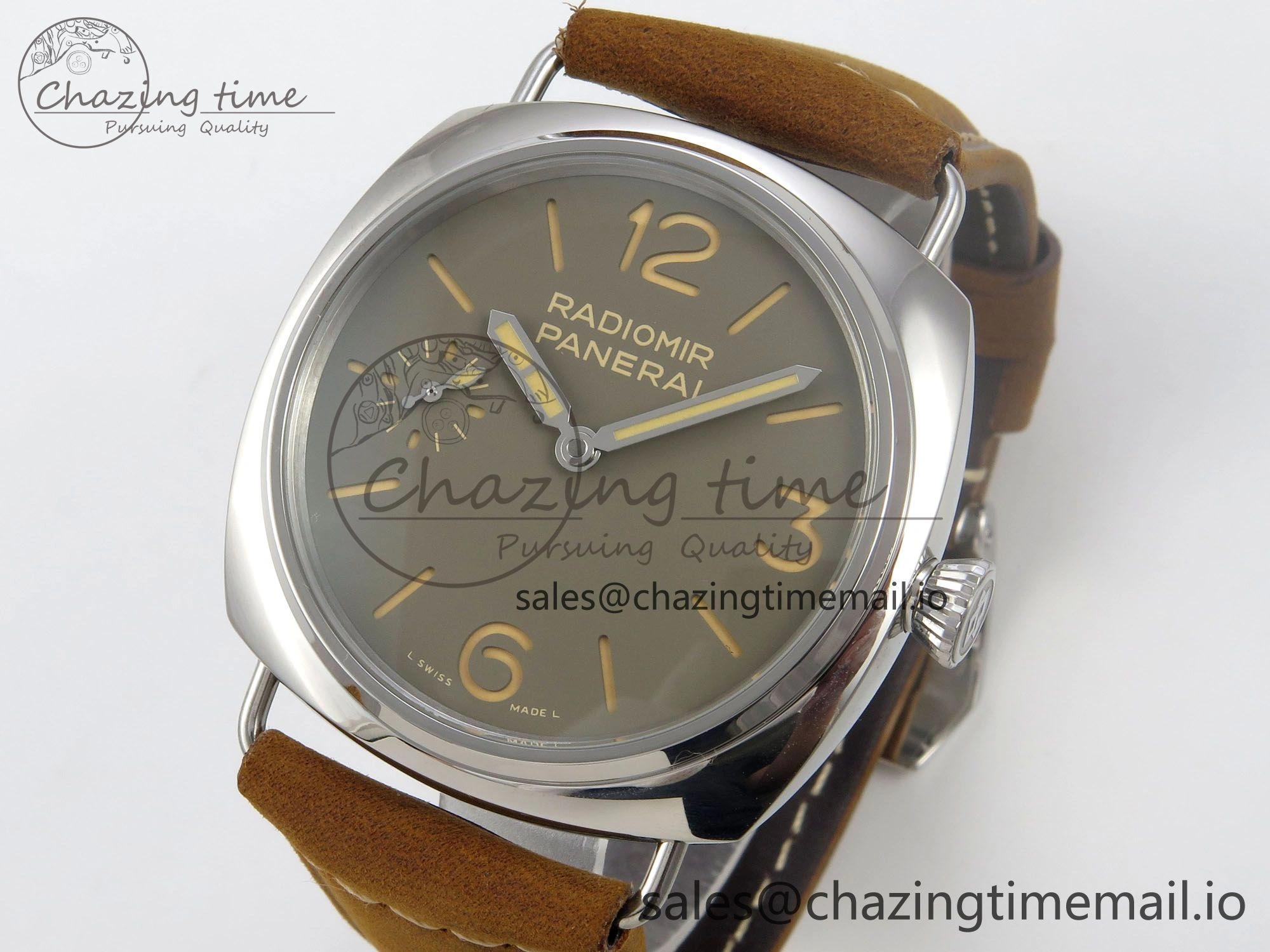 PAM1384 HWF 1:1 Best Edition Gray Dial On Brown ASSO Leather Strap A6497