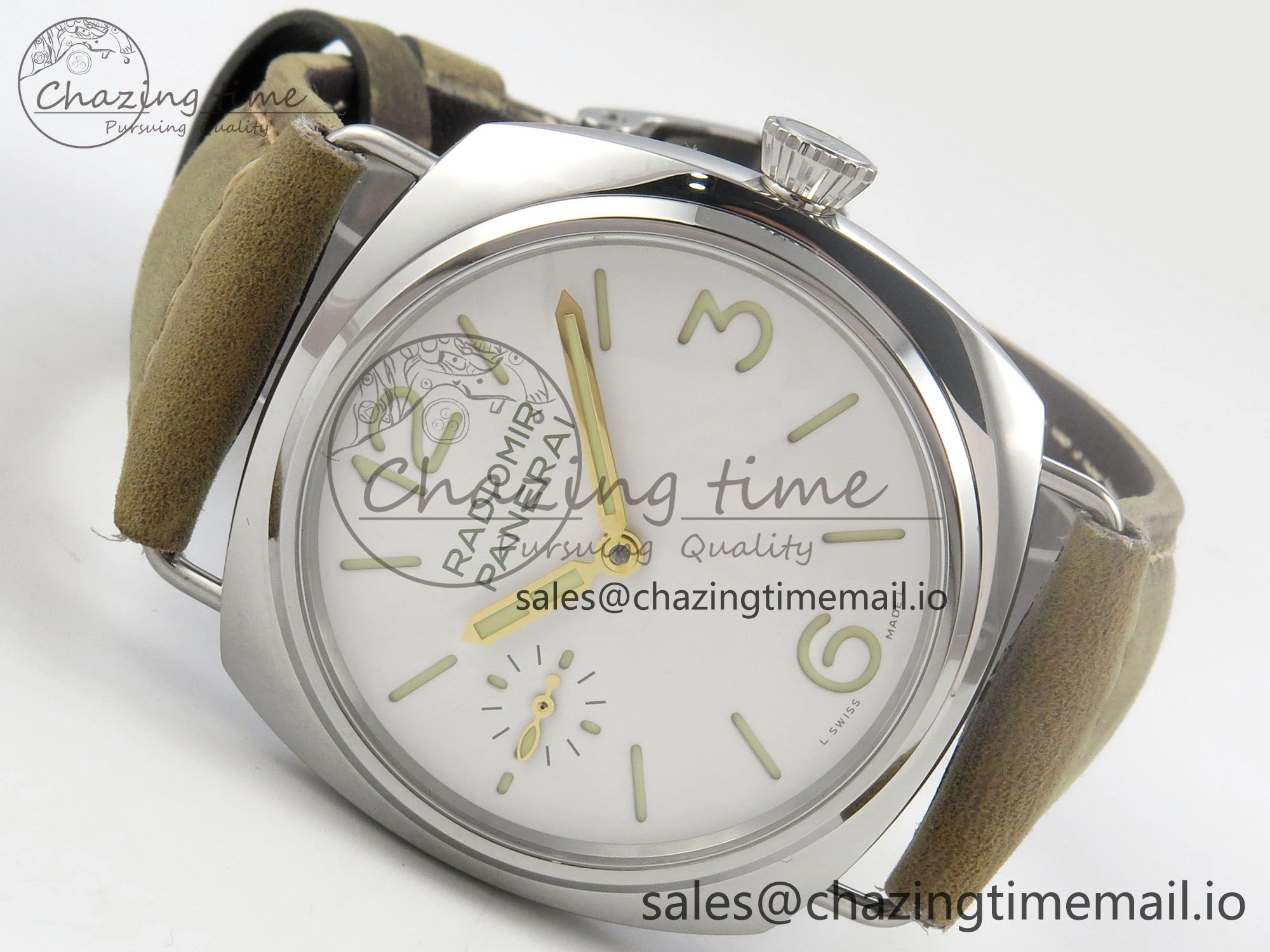 PAM1384 HWF 1:1 Best Edition White Dial On Brown ASSO Leather Strap A6497