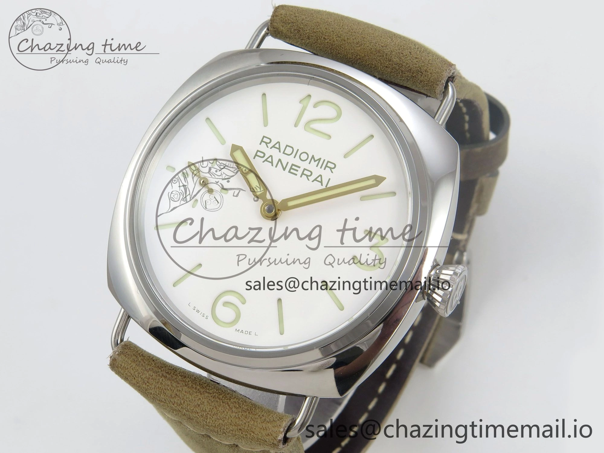 PAM1384 HWF 1:1 Best Edition White Dial On Brown ASSO Leather Strap A6497