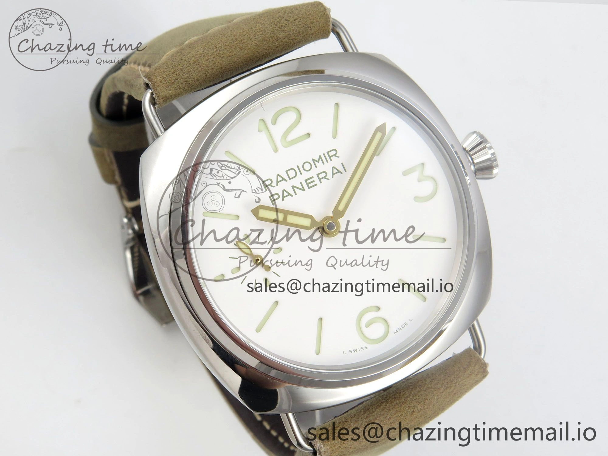 PAM1384 HWF 1:1 Best Edition White Dial On Brown ASSO Leather Strap A6497