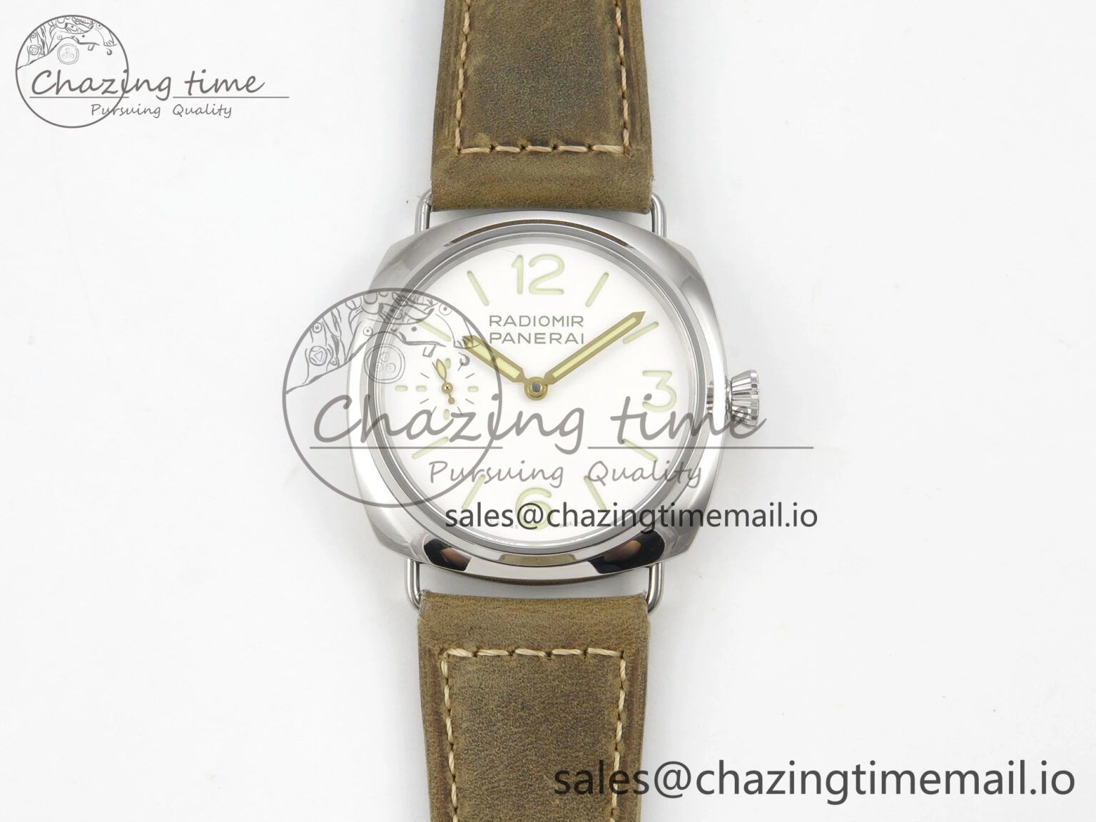 PAM1384 HWF 1:1 Best Edition White Dial On Brown ASSO Leather Strap A6497
