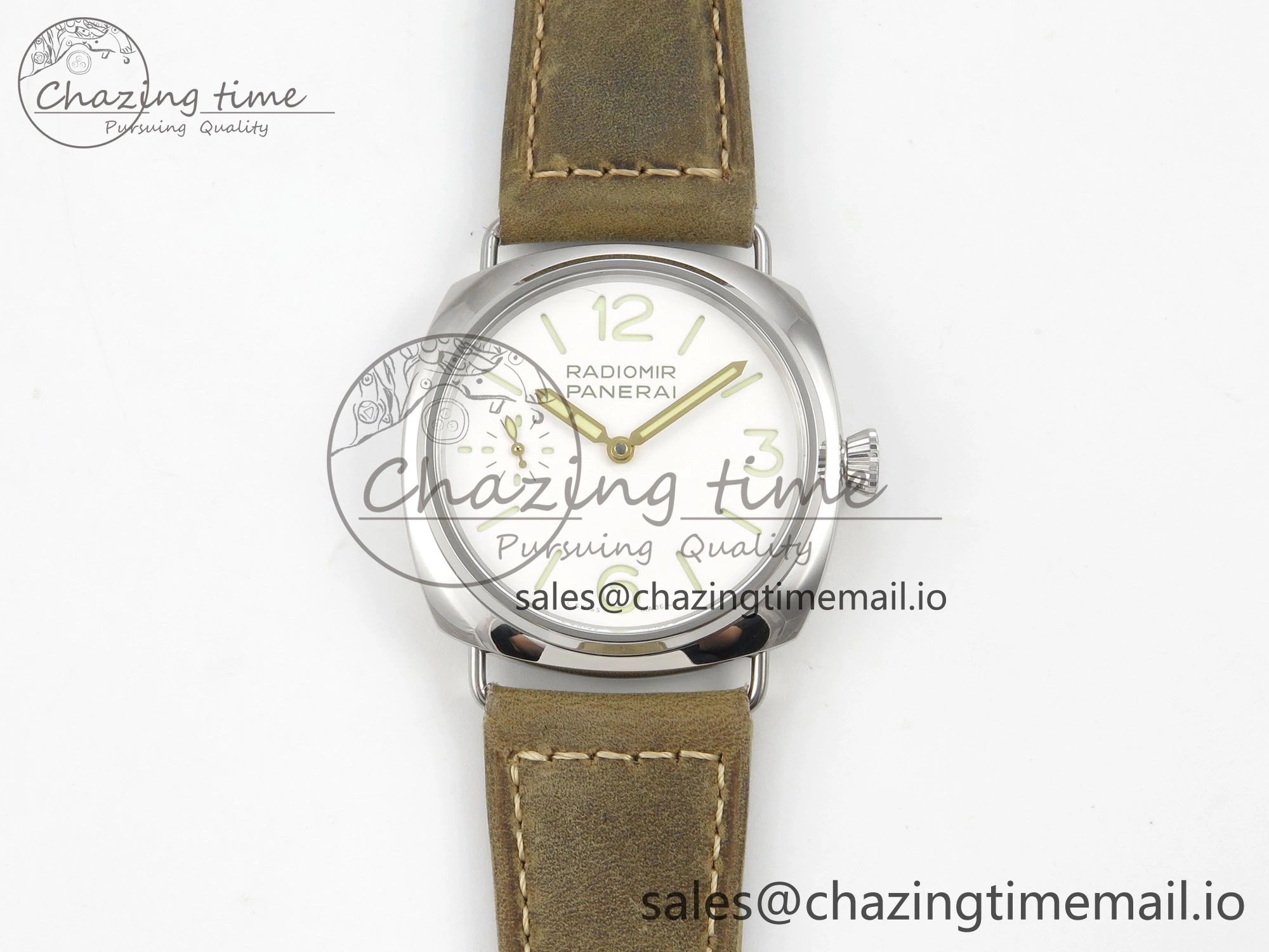 PAM1384 HWF 1:1 Best Edition White Dial On Brown ASSO Leather Strap A6497