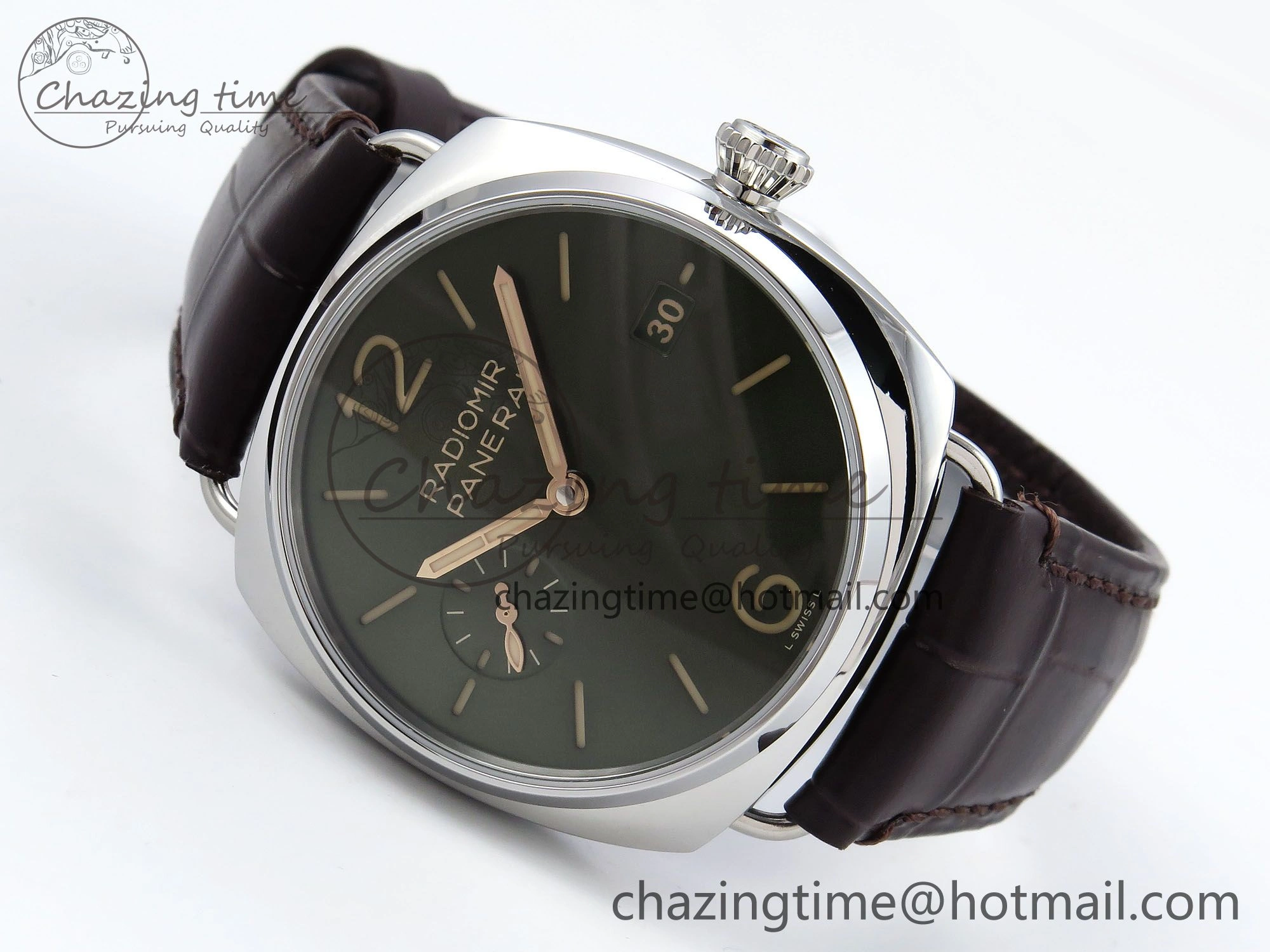 PAM1386 Radiomir 40mm VSF 1:1 Best Edition Green Dial on Brown Leather Strap P900