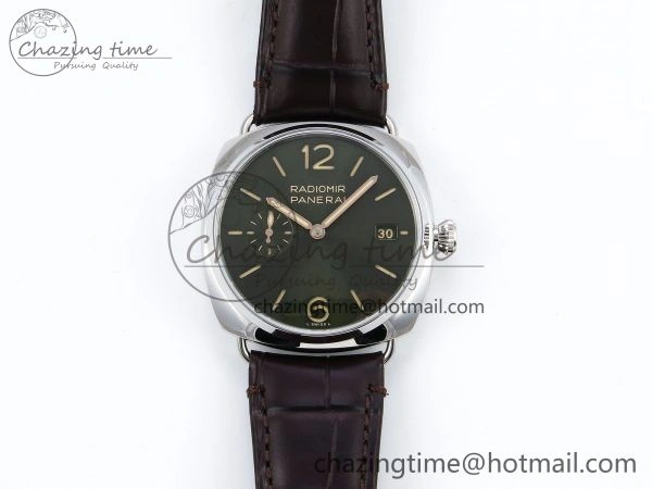 PAM1386 Radiomir 40mm VSF 1:1 Best Edition Green Dial on Brown Leather Strap P900