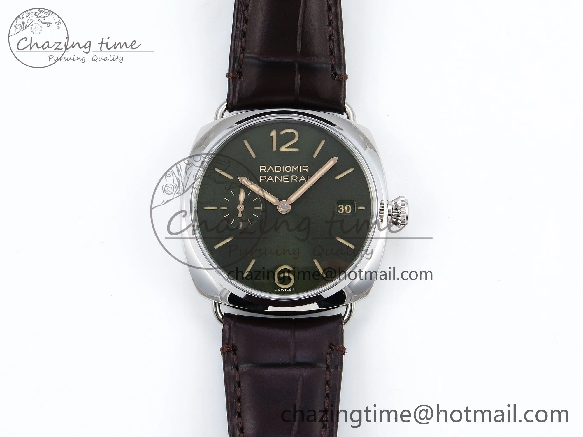 PAM1386 Radiomir 40mm VSF 1:1 Best Edition Green Dial on Brown Leather Strap P900