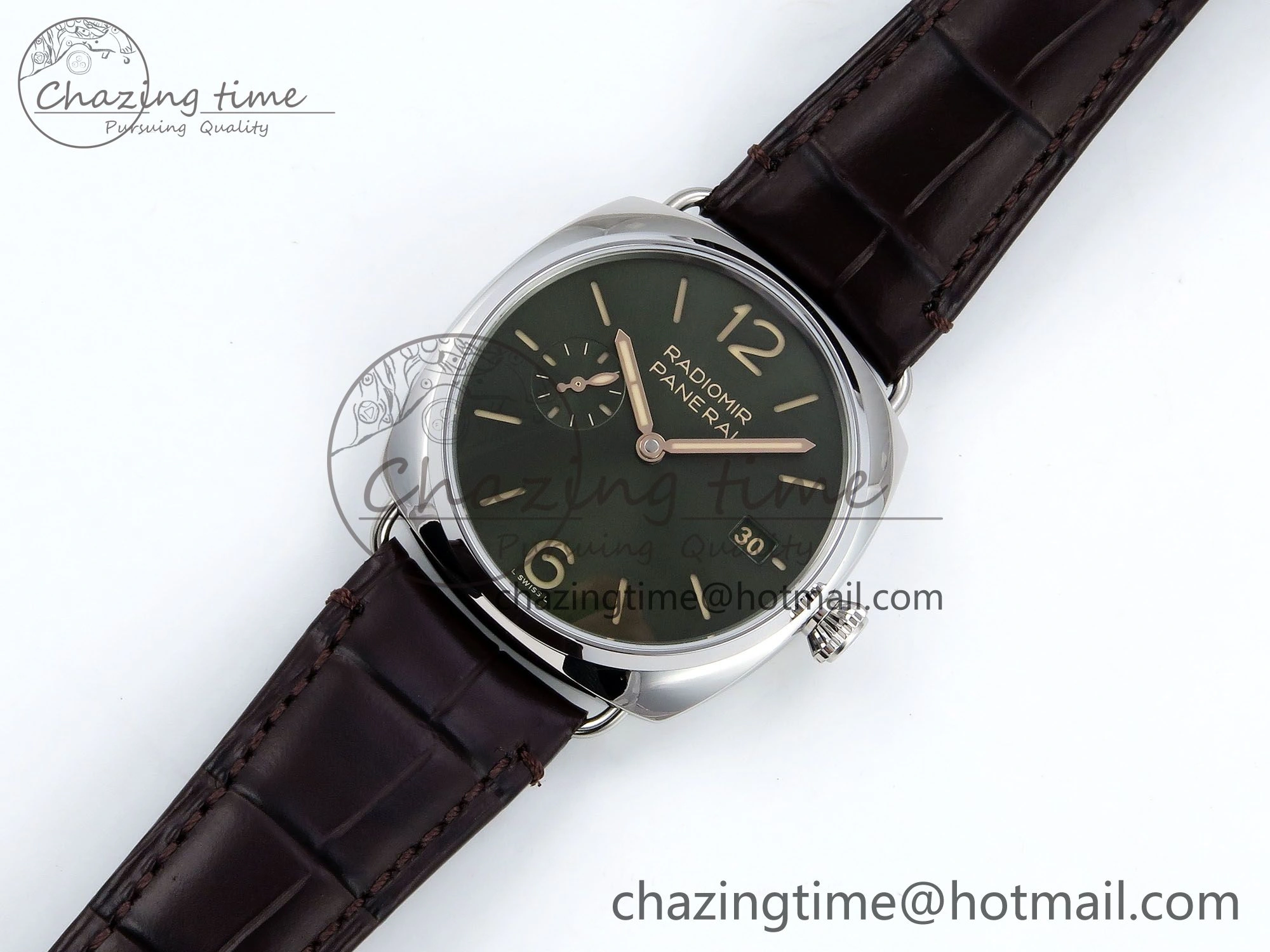 PAM1386 Radiomir 40mm VSF 1:1 Best Edition Green Dial on Brown Leather Strap P900