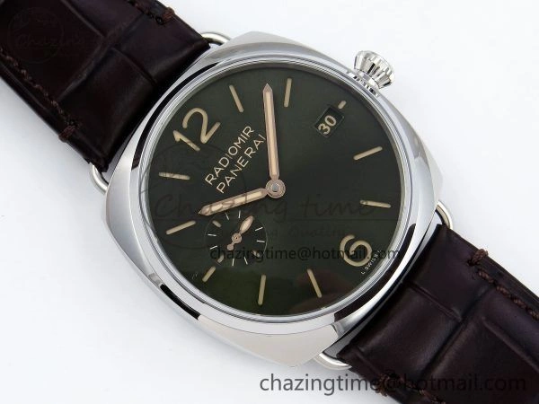 PAM1386 Radiomir 40mm VSF 1:1 Best Edition Green Dial on Brown Leather Strap P900