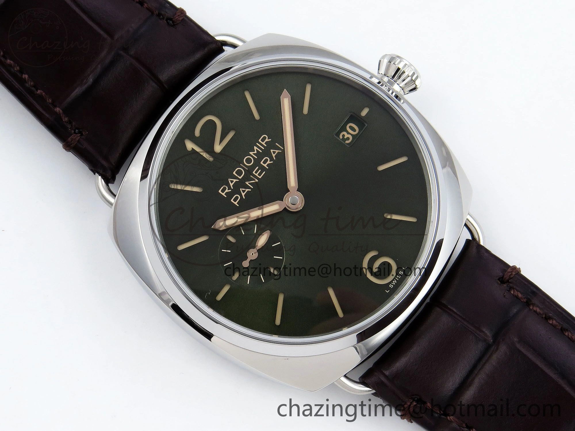 PAM1386 Radiomir 40mm VSF 1:1 Best Edition Green Dial on Brown Leather Strap P900