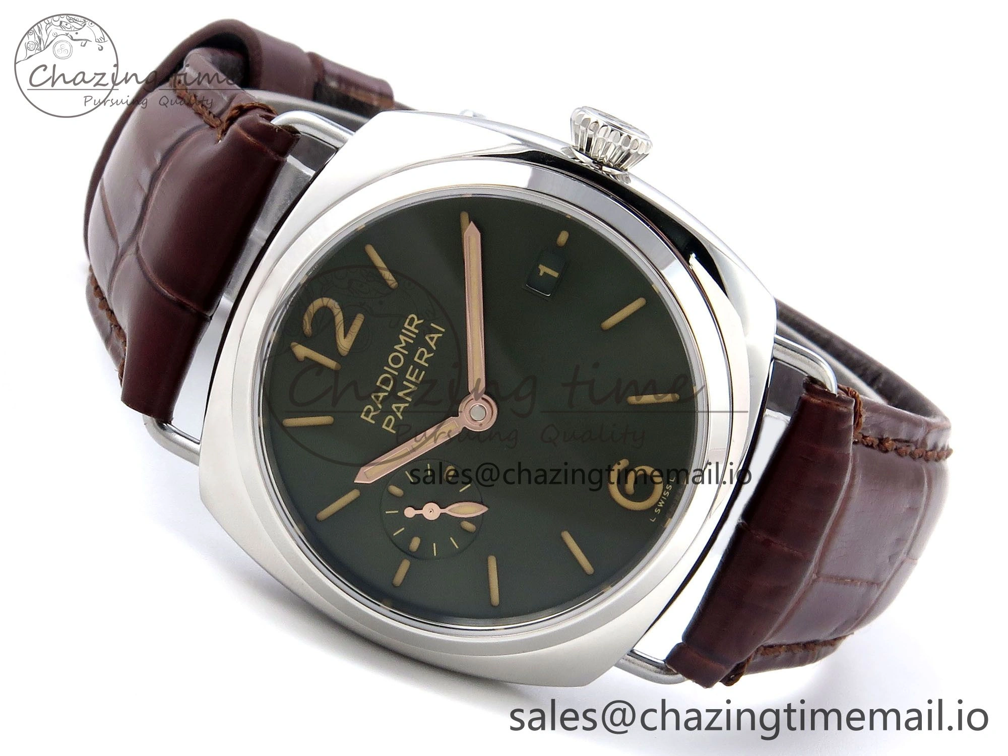 PAM1386 Y Radiomir TTF 1:1 Best Edition Green Dial on Brown Leather Strap P900