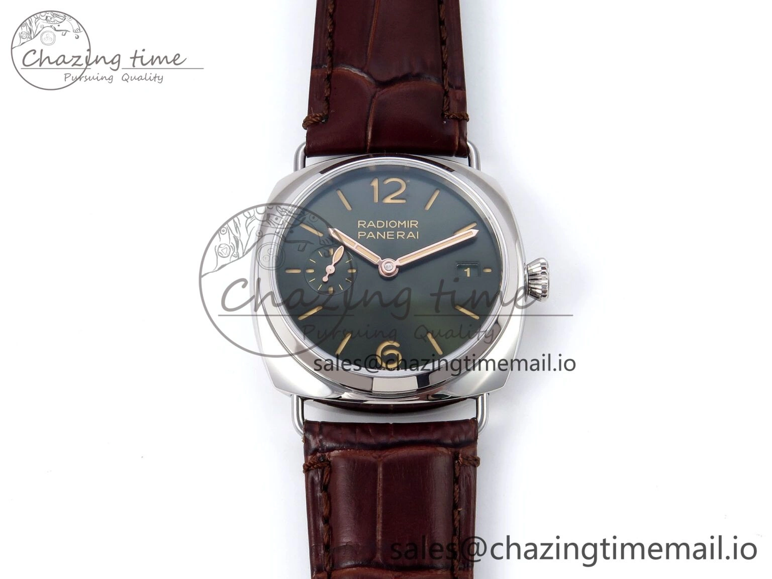 PAM1386 Y Radiomir TTF 1:1 Best Edition Green Dial on Brown Leather Strap P900