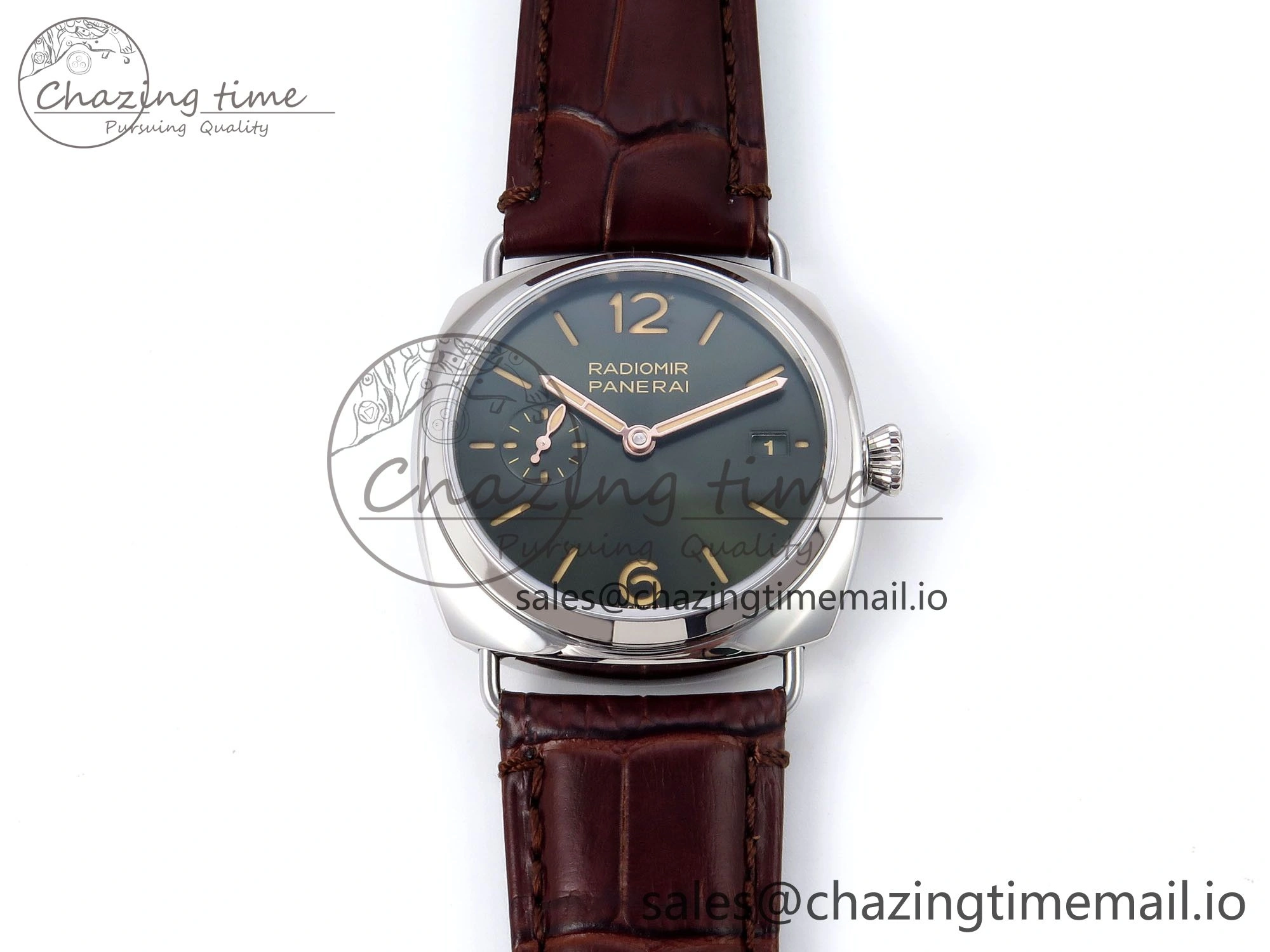 PAM1386 Y Radiomir TTF 1:1 Best Edition Green Dial on Brown Leather Strap P900
