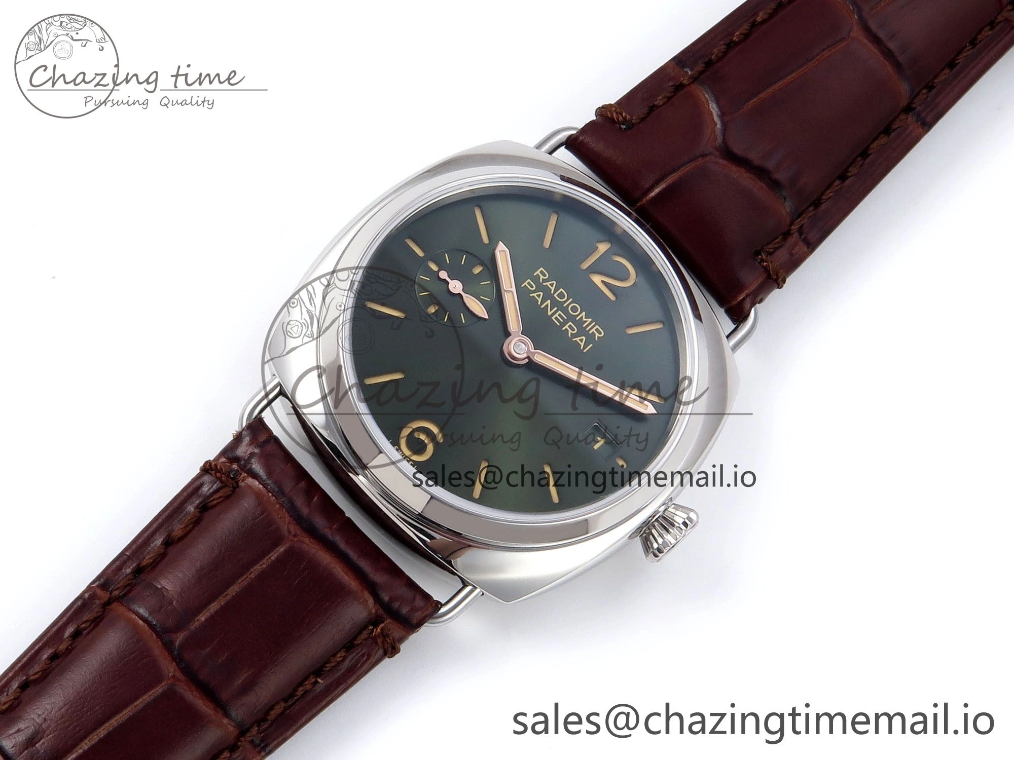 PAM1386 Y Radiomir TTF 1:1 Best Edition Green Dial on Brown Leather Strap P900
