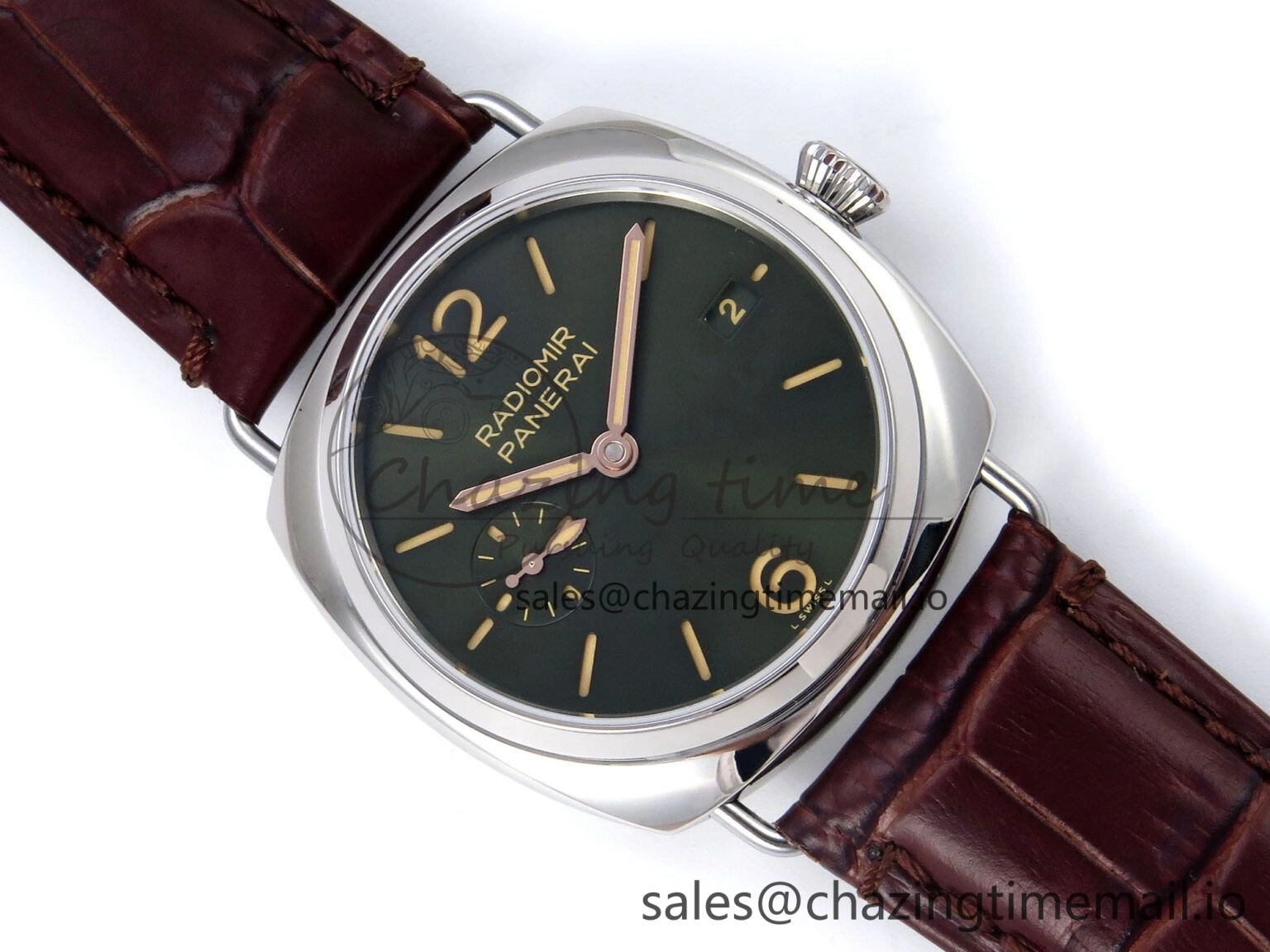 PAM1386 Y Radiomir TTF 1:1 Best Edition Green Dial on Brown Leather Strap P900