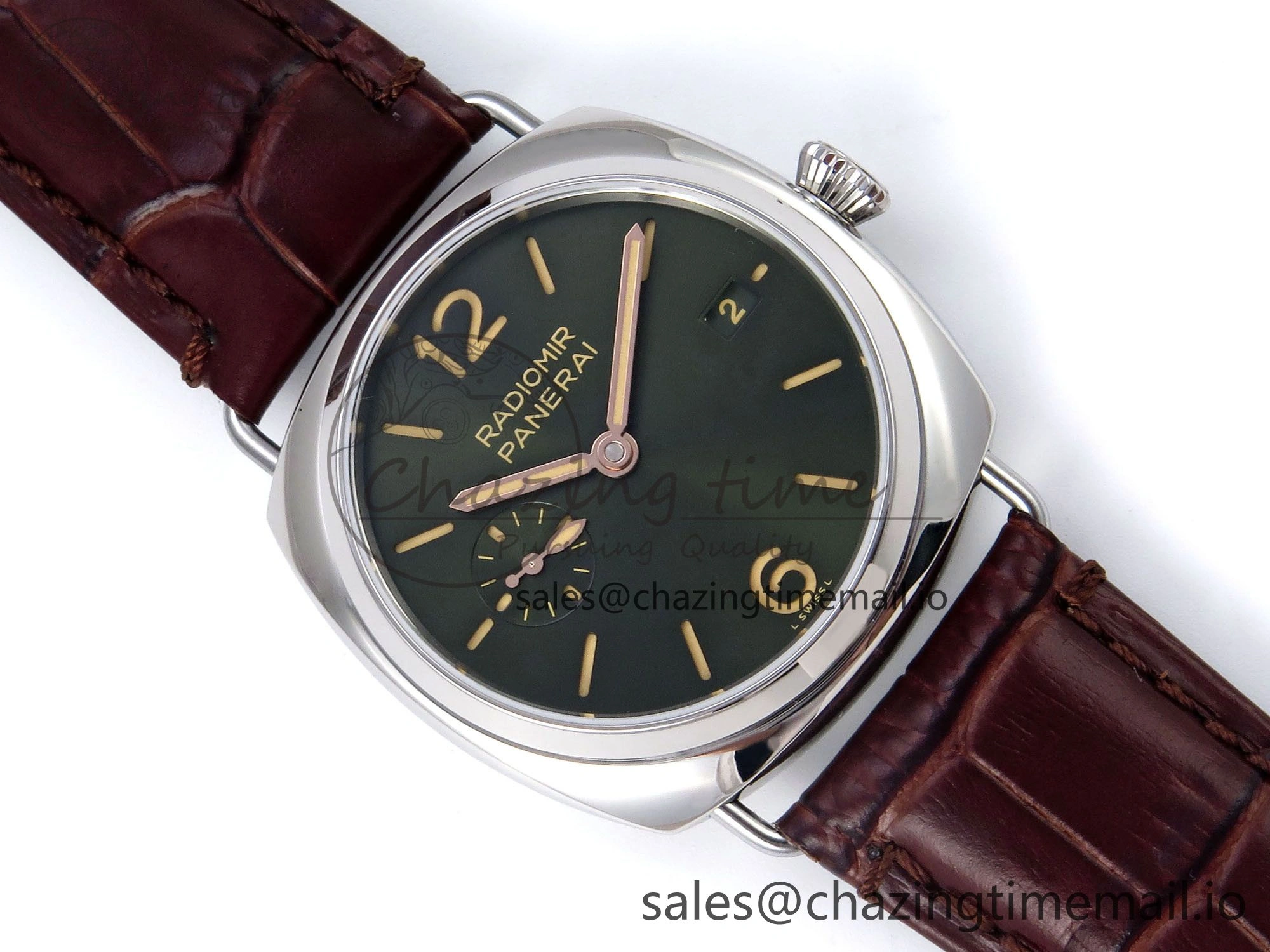 PAM1386 Y Radiomir TTF 1:1 Best Edition Green Dial on Brown Leather Strap P900