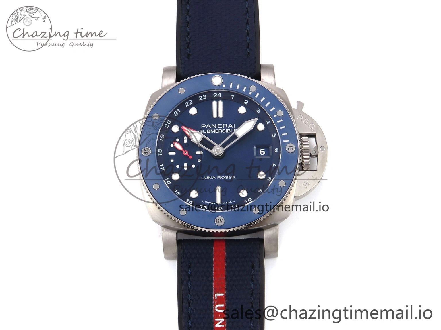 PAM1507 Luna Rossa Submersible VSF 1:1 Best Edition on Blue Fabric Strap P900