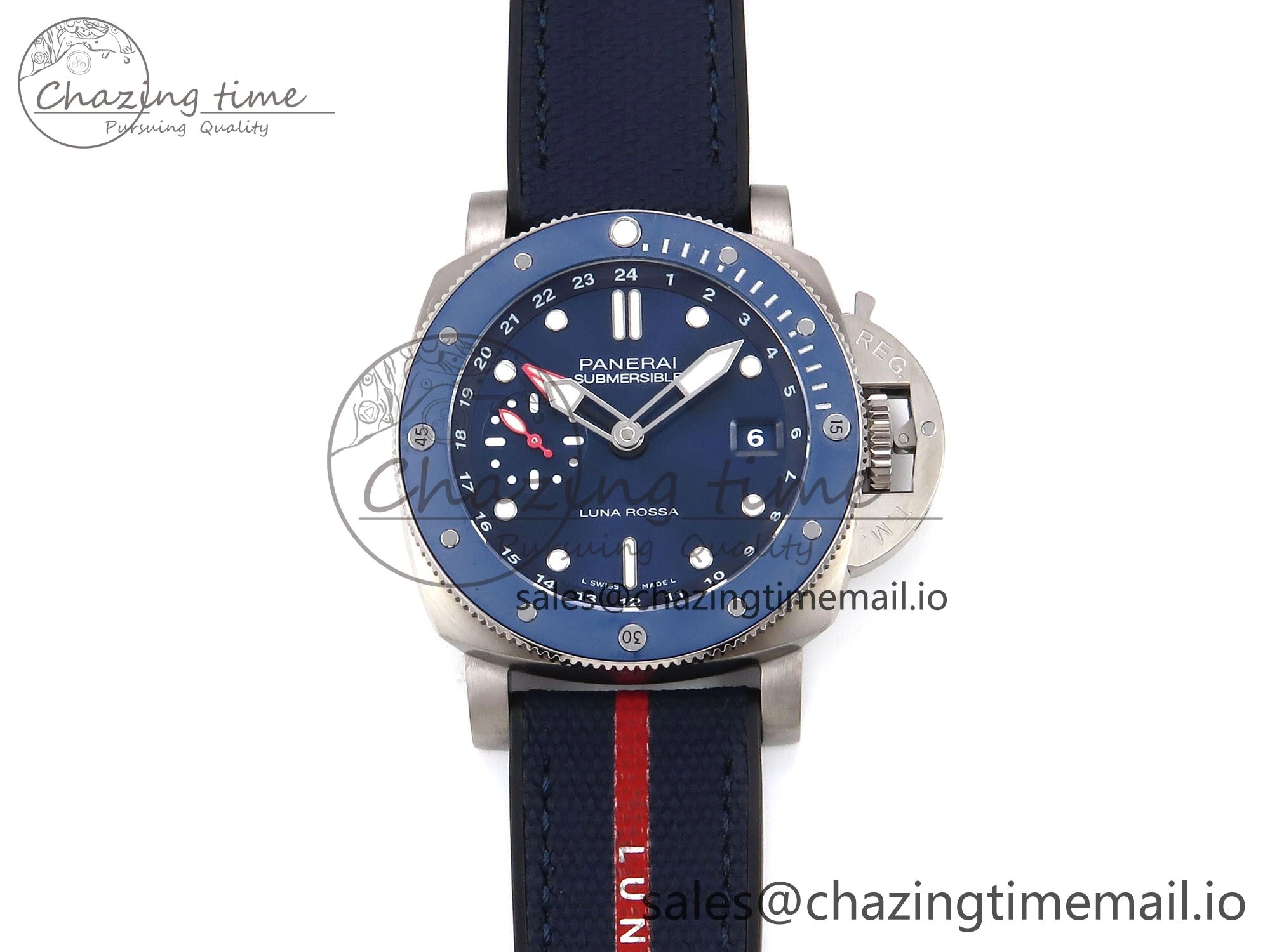 PAM1507 Luna Rossa Submersible VSF 1:1 Best Edition on Blue Fabric Strap P900