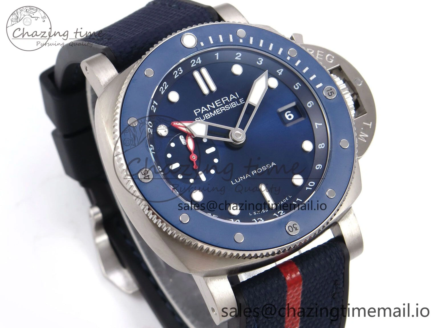 PAM1507 Luna Rossa Submersible VSF 1:1 Best Edition on Blue Fabric Strap P900