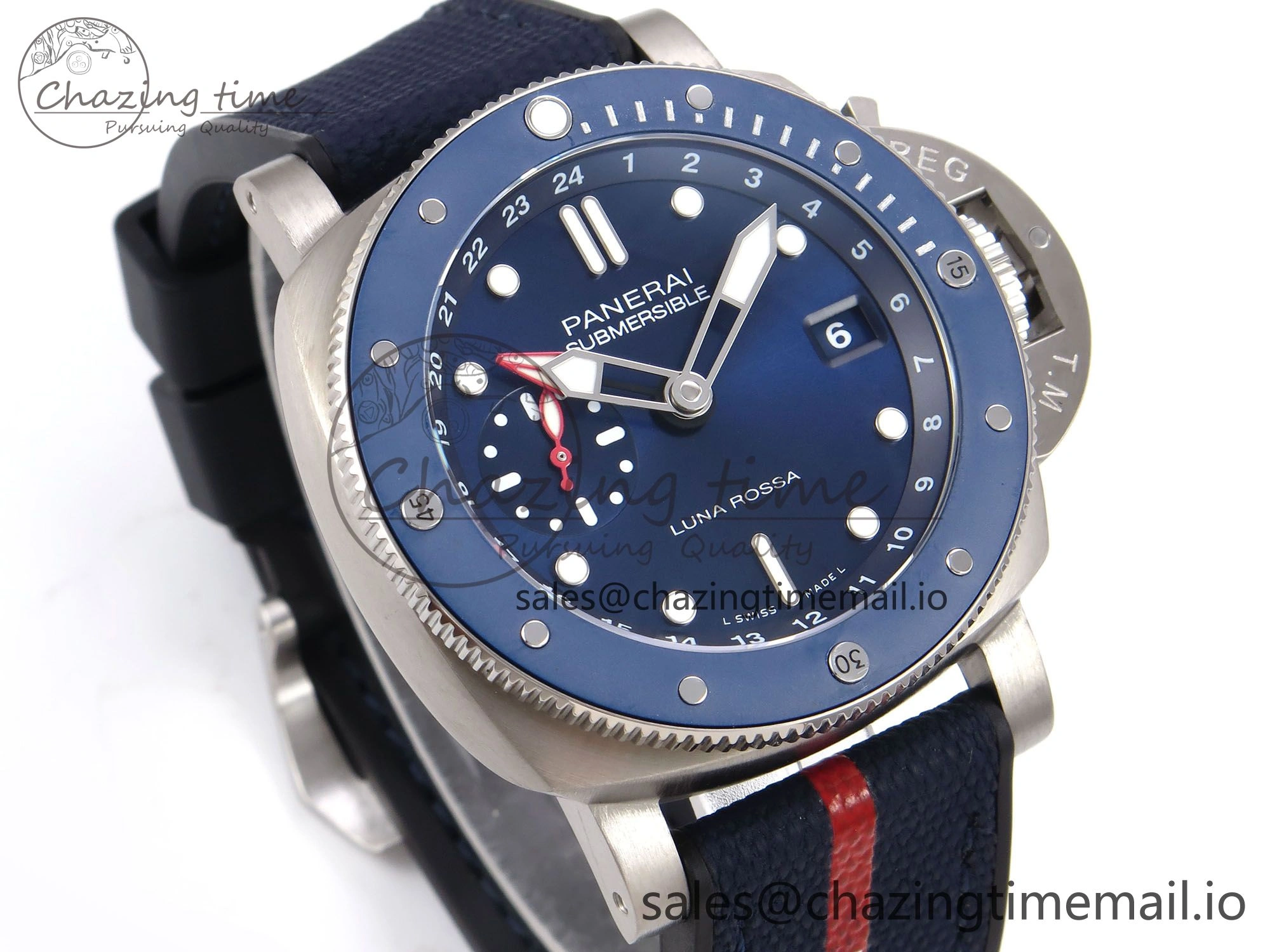 PAM1507 Luna Rossa Submersible VSF 1:1 Best Edition on Blue Fabric Strap P900