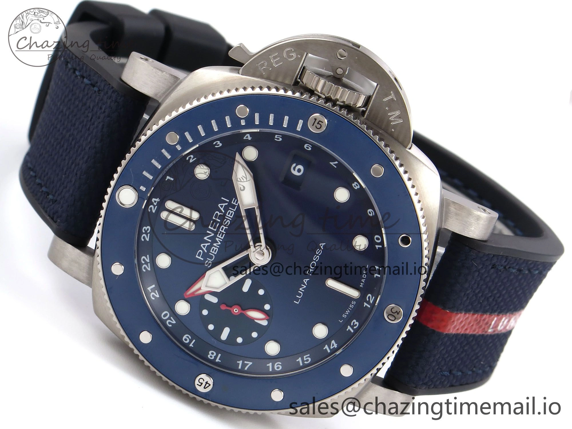 PAM1507 Luna Rossa Submersible VSF 1:1 Best Edition on Blue Fabric Strap P900