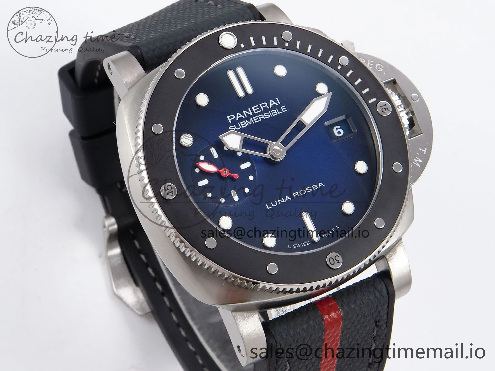 PAM1565 Luna Rossa Submersible VSF 1:1 Best Edition on Gray Fabric Strap P900