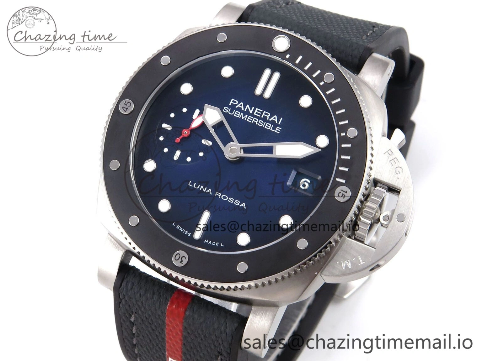 PAM1565 Luna Rossa Submersible VSF 1:1 Best Edition on Gray Fabric Strap P900