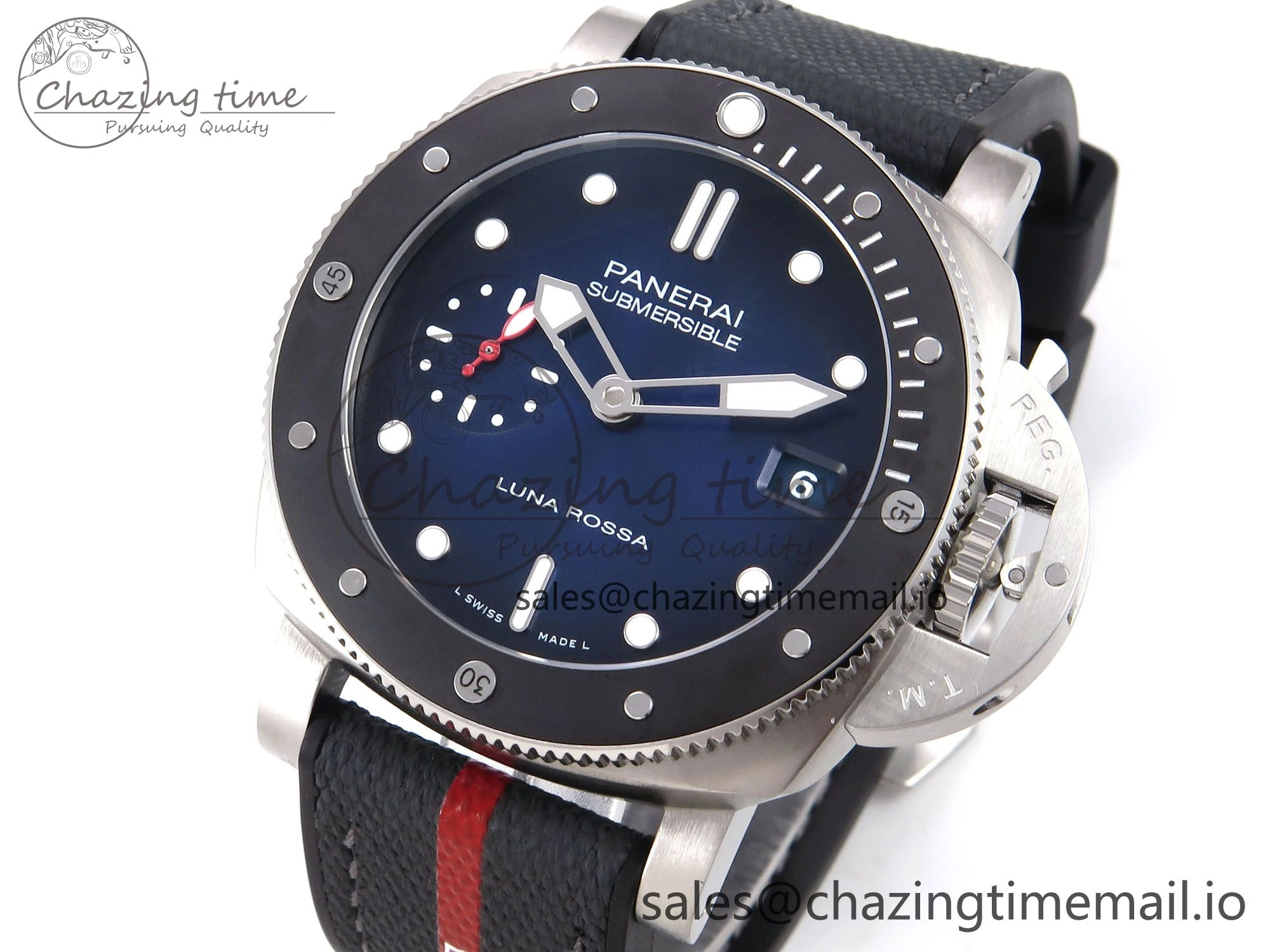 PAM1565 Luna Rossa Submersible VSF 1:1 Best Edition on Gray Fabric Strap P900